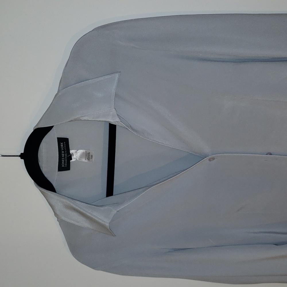 Light Blue Jones New York Silk Blouse- Size 16